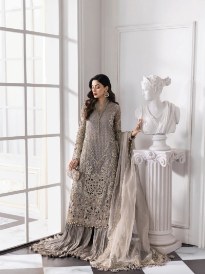3 Piece Unstitched Embroidered Organza Suit | BD-3006